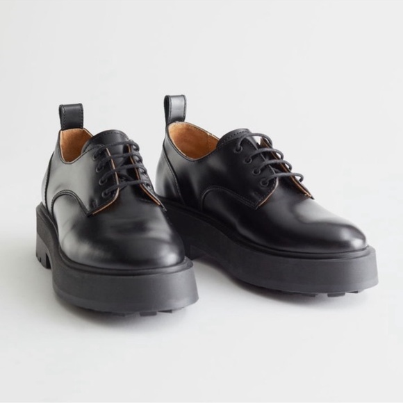 & Other Stories Chunky Leather Oxfords | Black | Size US 6.5 / EU 36 | GUC - Picture 15 of 17